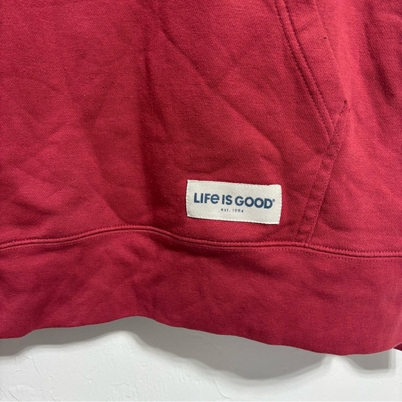 Life is Good Patriotic USA Flag Red Hoodie Sweatshirt Men's Medium Cotton Blend - Picture 3 of 8